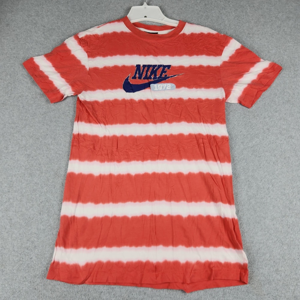 Nike T-Shirt Mens XS Red White Striped Graphic Logo Short Sleeve Crew Neck Tee